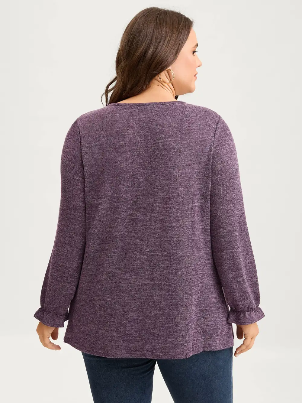Round Neck Heather Pleated T-shirt