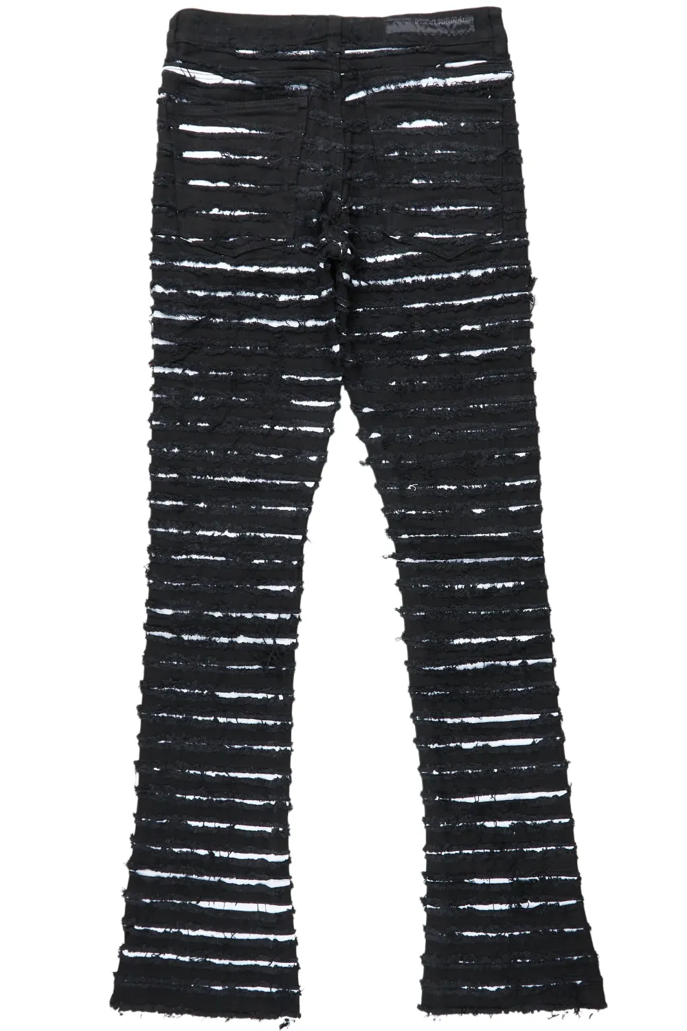 Korren White/Black Stacked Flare Jean