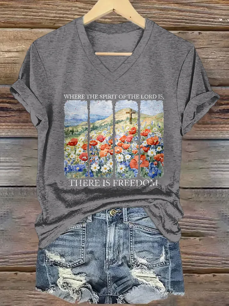 Women'S Where The Spirtt Of The Lord Is, There Ic Freedom T-Shirt