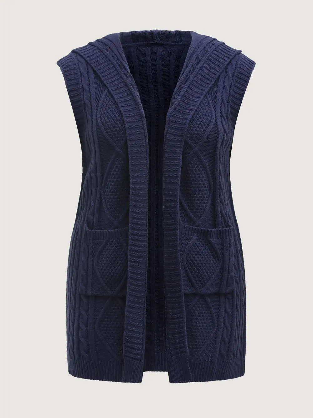 Twisted Hooded Sleeveless Knit Cardigan