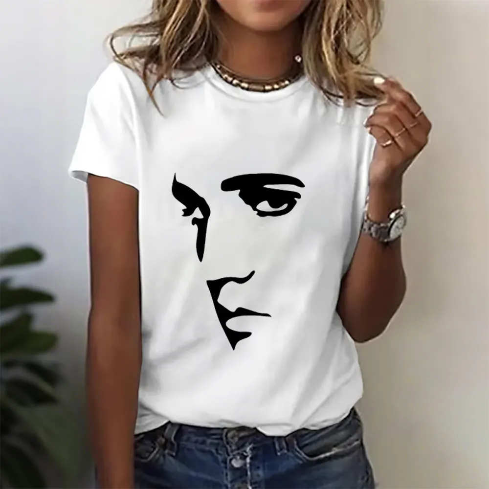 Women's Character Print Short Sleeve Round Neck Cotton T-Shirt