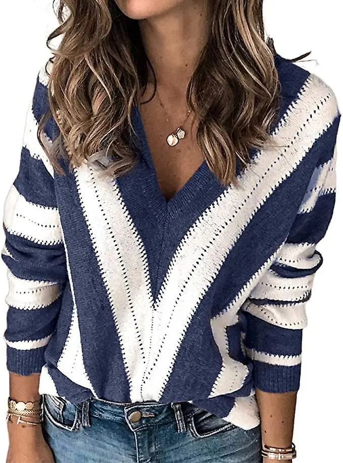 t shirts for women fashion womens long sleeve v neck striped knitting casual tunic blouse