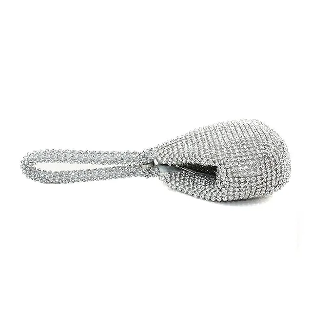 Women's Clutch Evening Bag for Evening Bridal Wedding Party with Rhinestone Solid Color in Silver Black Gold