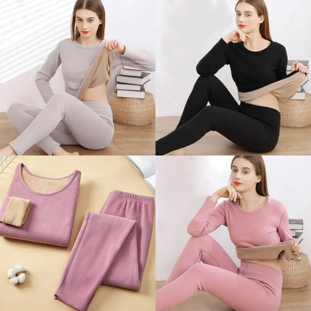 Winter Thermal Underwear Double Layer Warm Lingerie Suit