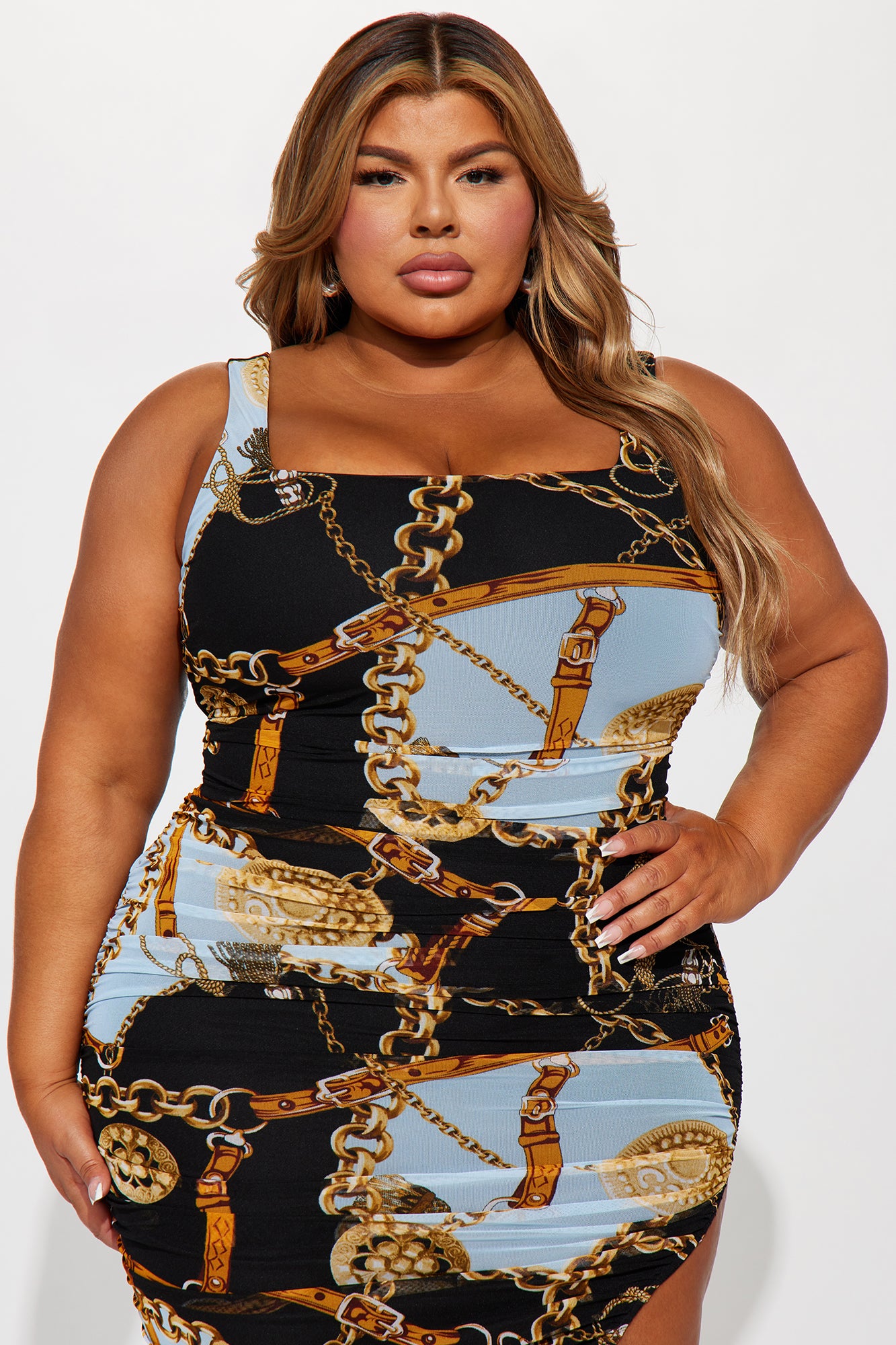 Verona Mesh Midi Dress - Black/combo