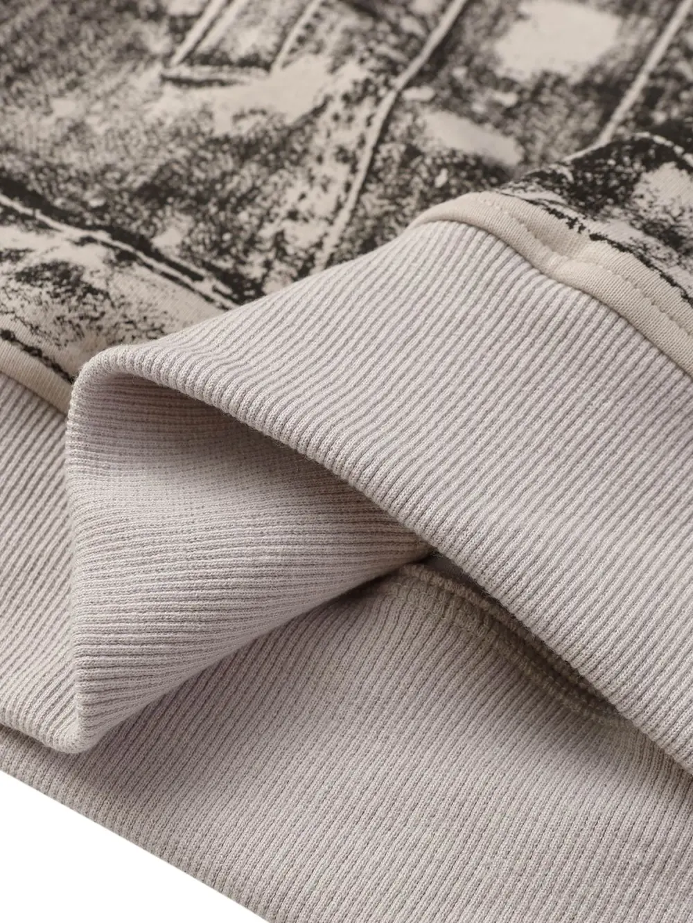 American Street Style Washed Print Round Neck Hoodie