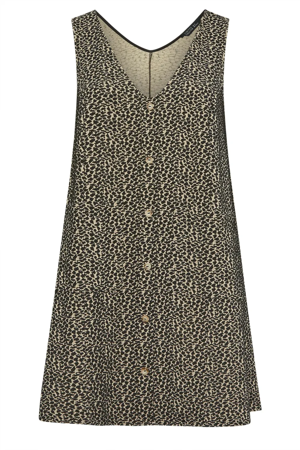 YOURS Curve Grey Check Print Button Through Pinafore Dress
