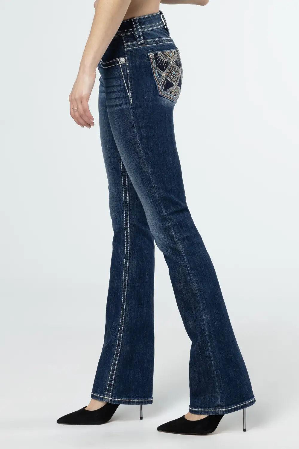 Floral Scene Bootcut Jeans