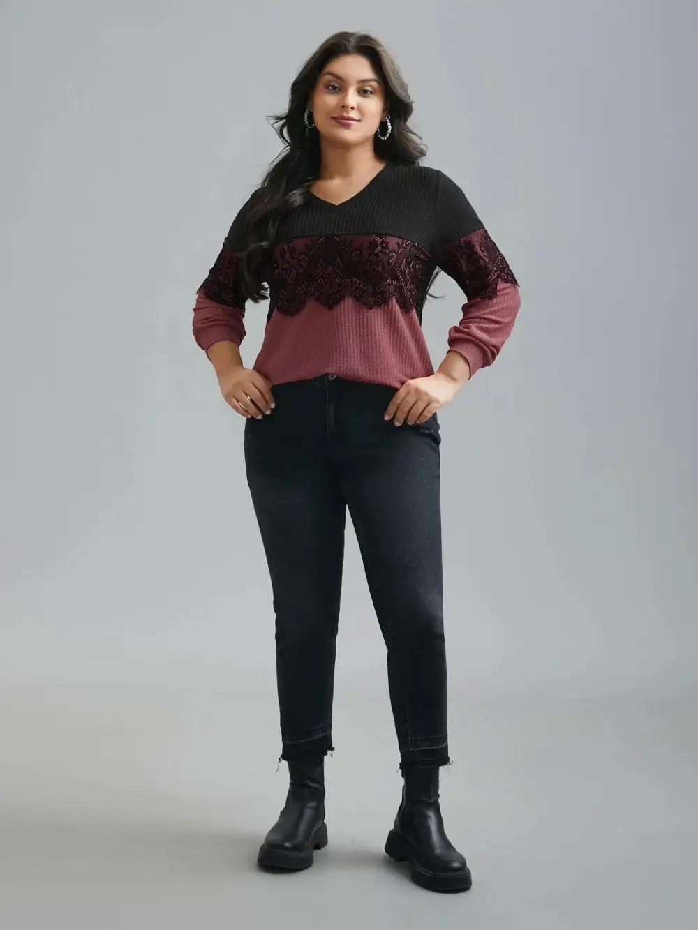 Crochet Lace Mesh Contrast Patchwork Top