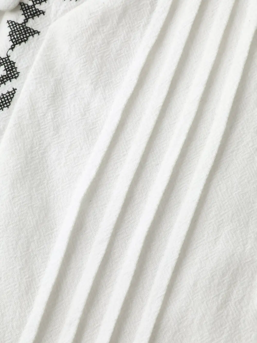 Cotton Boho Embroidery V-Neck Blouse