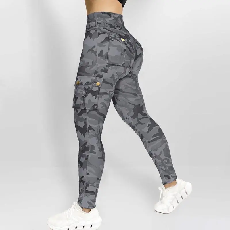 Women's Butt-Lifting High Waist Cargo Leggings with Tummy Control & Flap Pockets