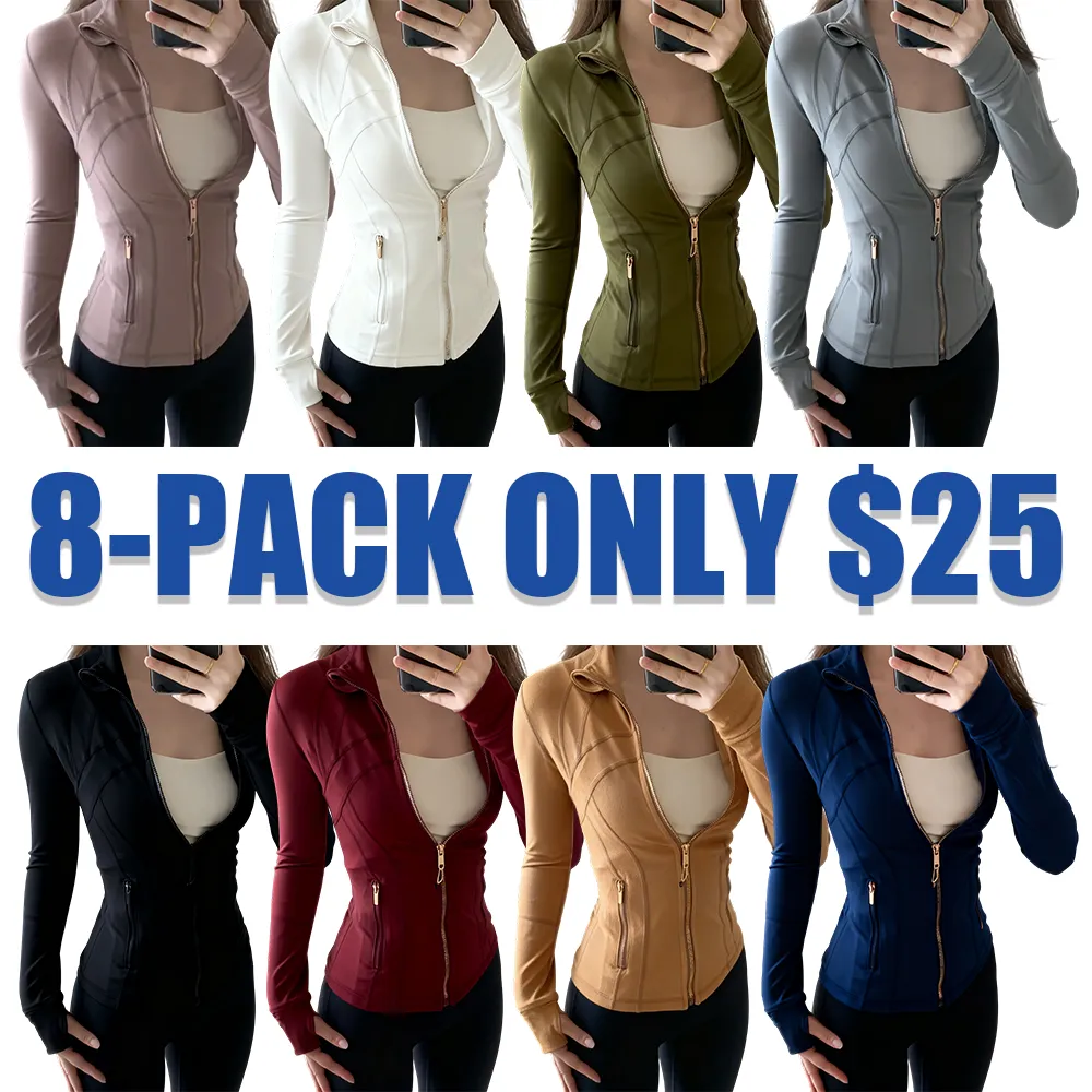 Gold-Zipper Yoga Jacket: Sports Stand-Up Collar