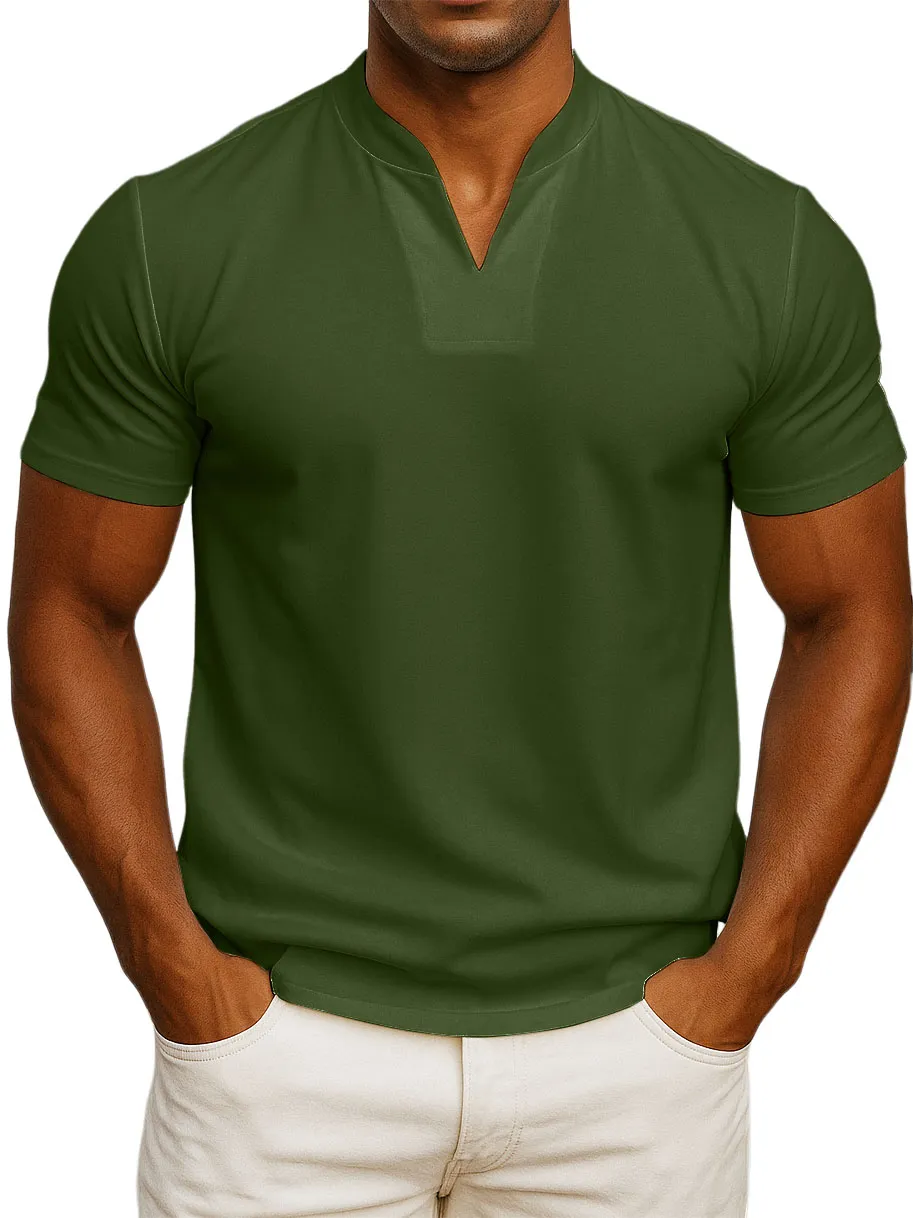Men's V-neck Fitness Short-sleeved Fitness T-shirts