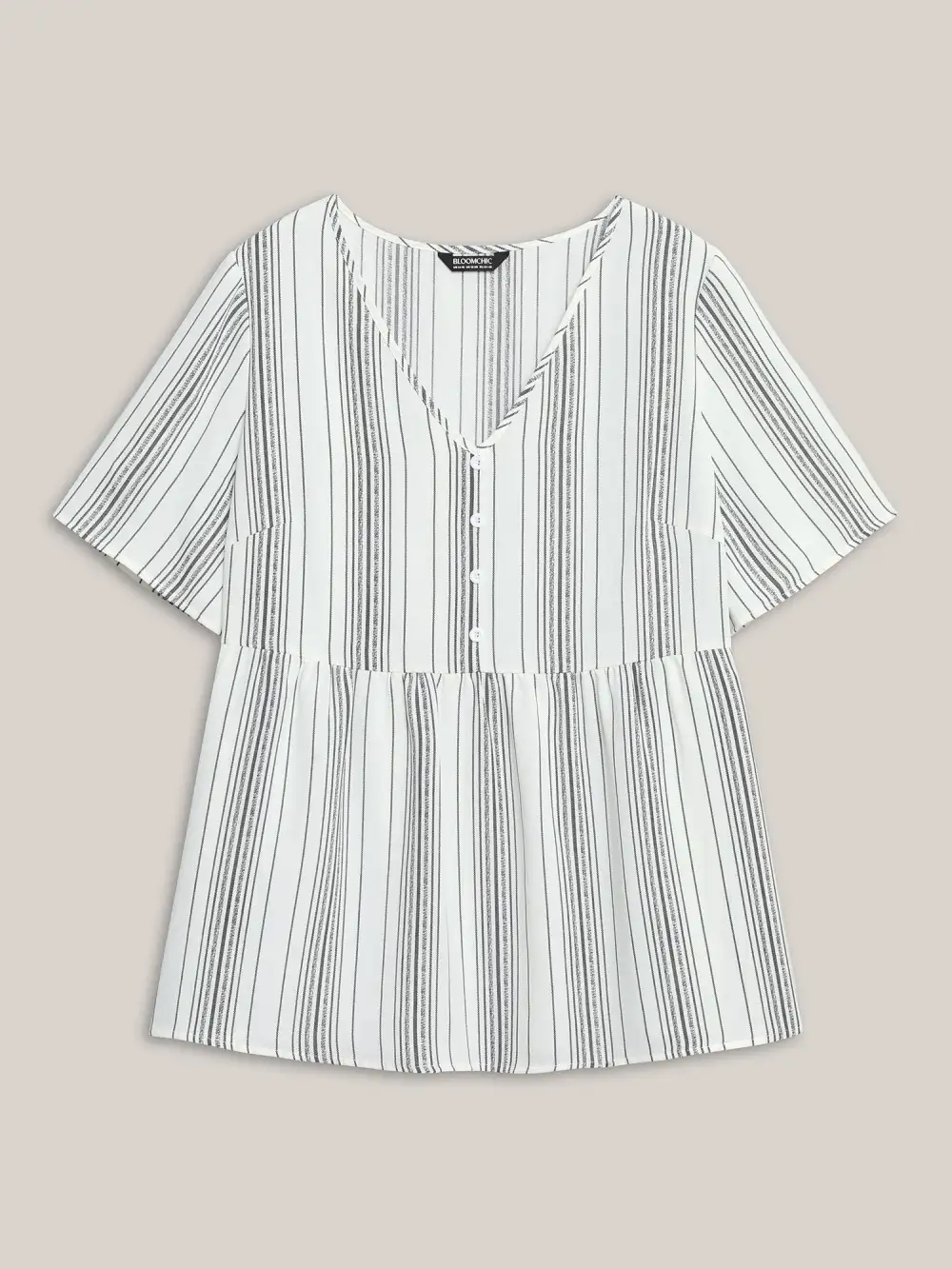 Striped Button Detail Flowy Shirt