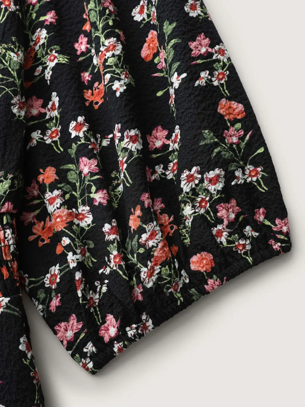 Floral Shirred Waist Neck-Tie Midi Dress