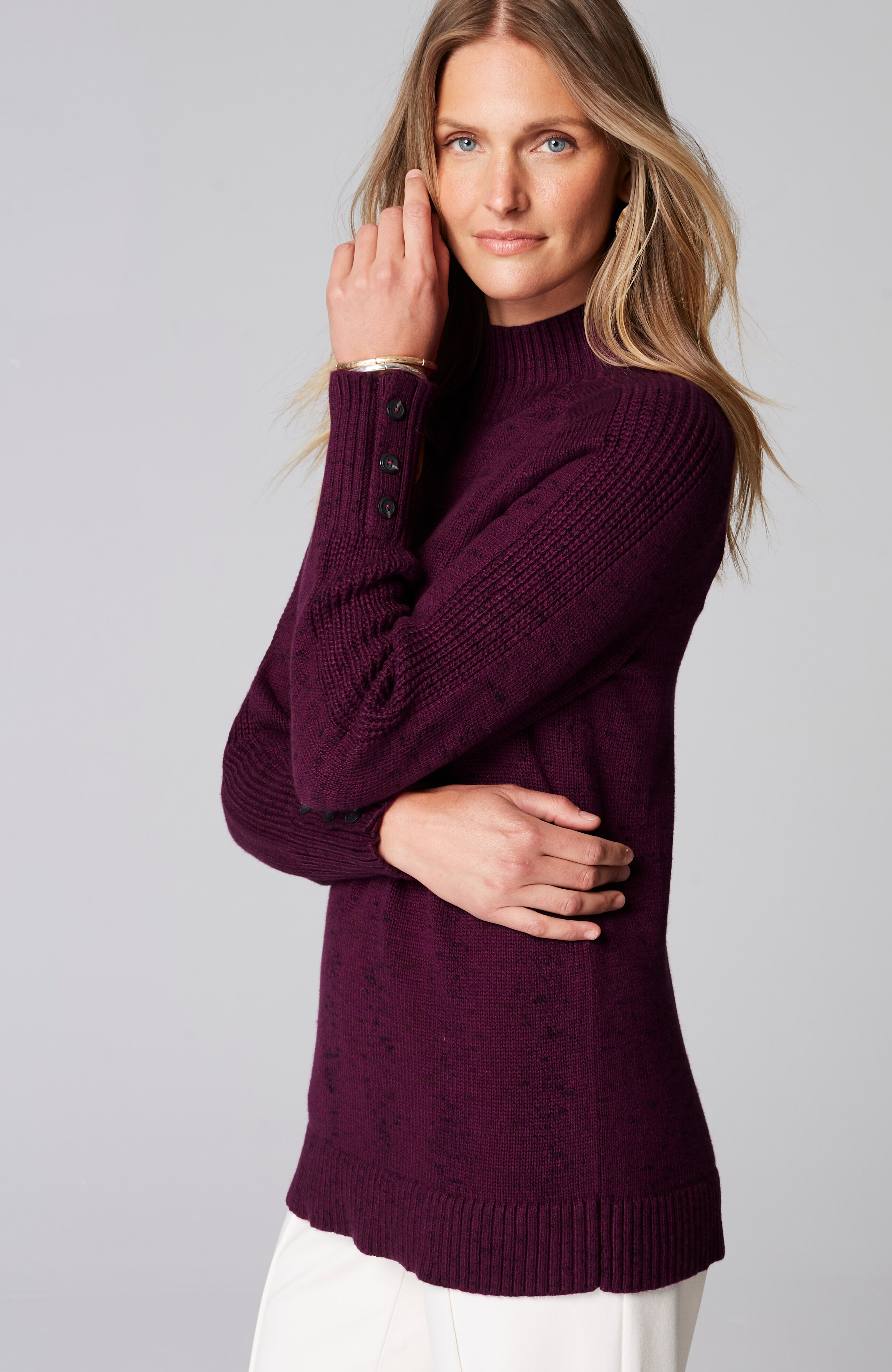 Wearever Button-Cuffed Sweater