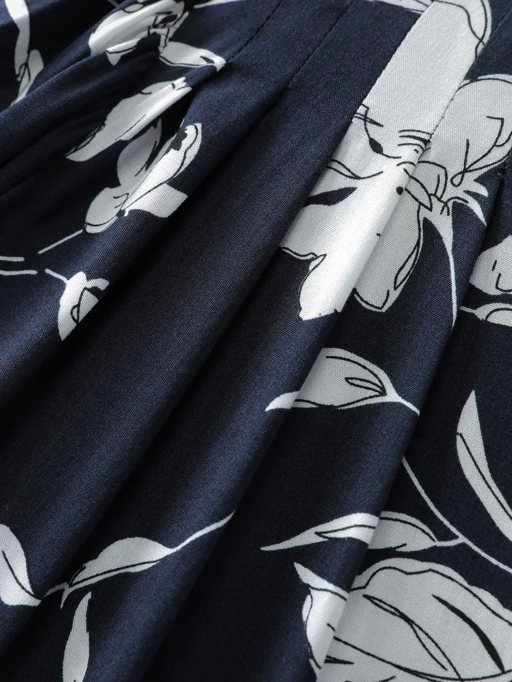 Silhouette Flower Pleated Shoulder Blouse