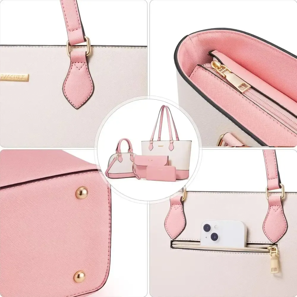 4PCS Women Fashion Handbags Purses Wallet Tote Shoulder Bags