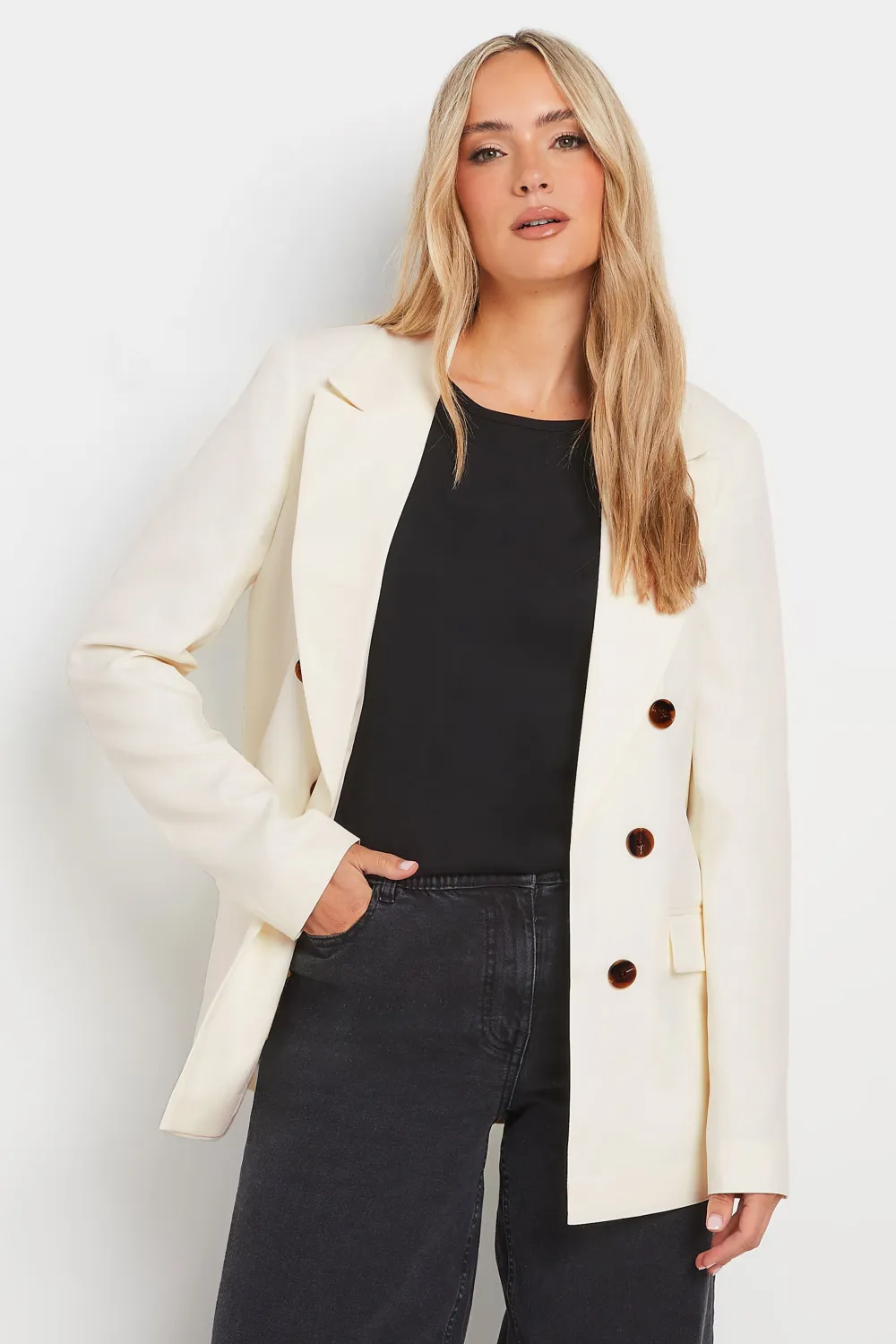 LTS Tall Black Double Breasted Blazer