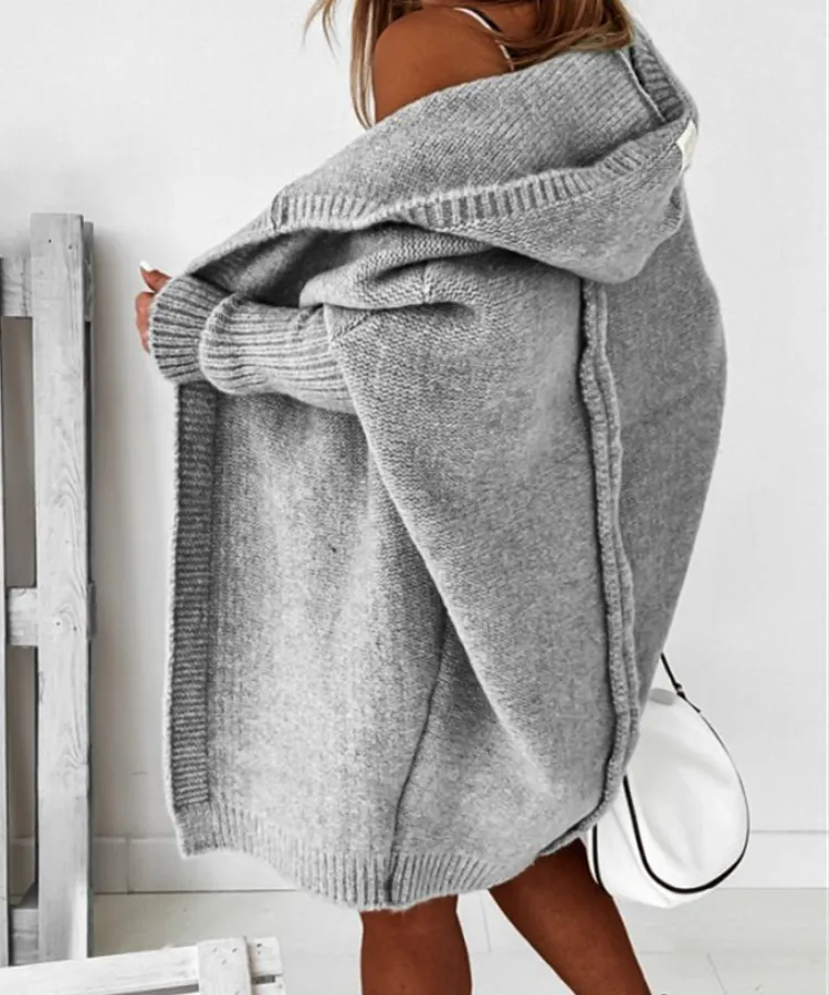 Hooded Sweater Bat-Shaped Soft Loose Back Patchwork Sweater