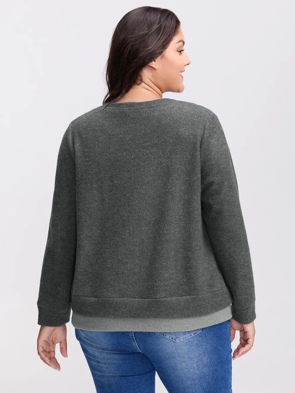 Ribbed Button Color Contrast Knit Top