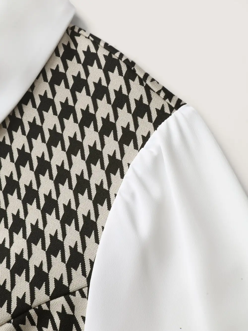 Houndstooth Layered Ruffled Knee Dress