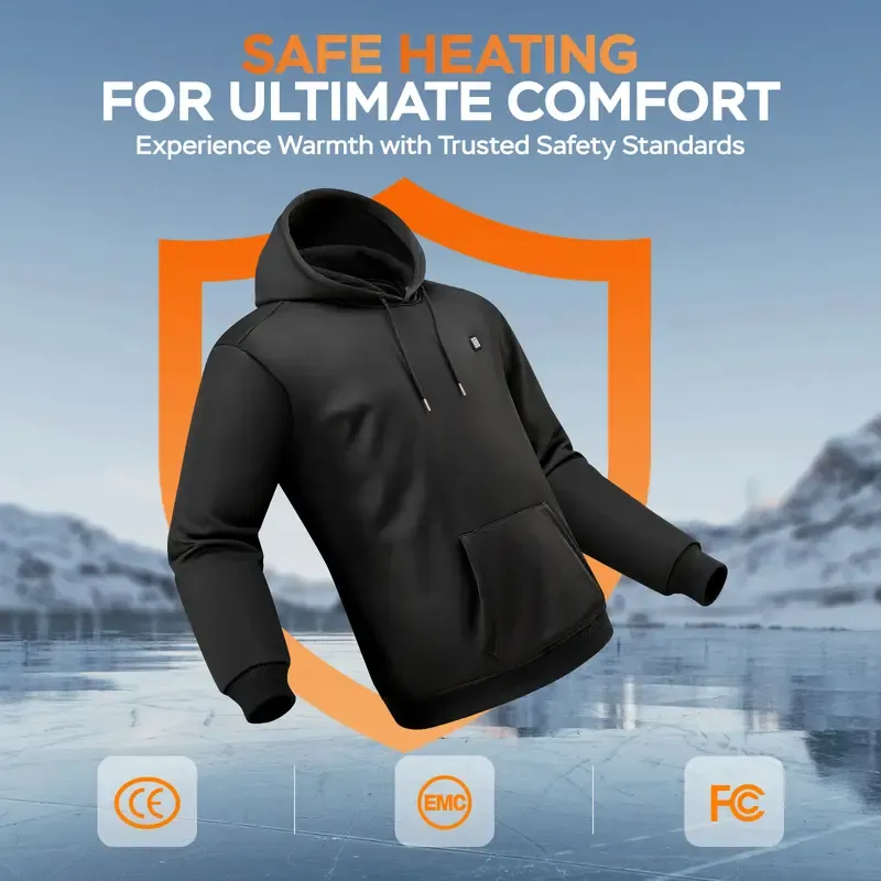 Men Electric Heating Sweatshirt with Fleece Lining-Including batteries