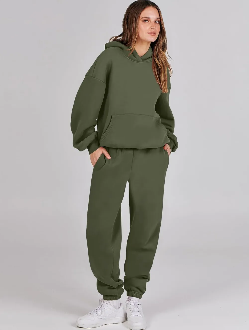 (Clearance Sale $1.99⚡) 2024 Women's Fall Oversized Casual Hoodie Two Piece Sweatshirt Jogging Pants Sweatshirt Set