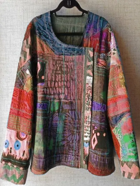 zolucky Casual Plus Size U Neck Abstract Casual Tops