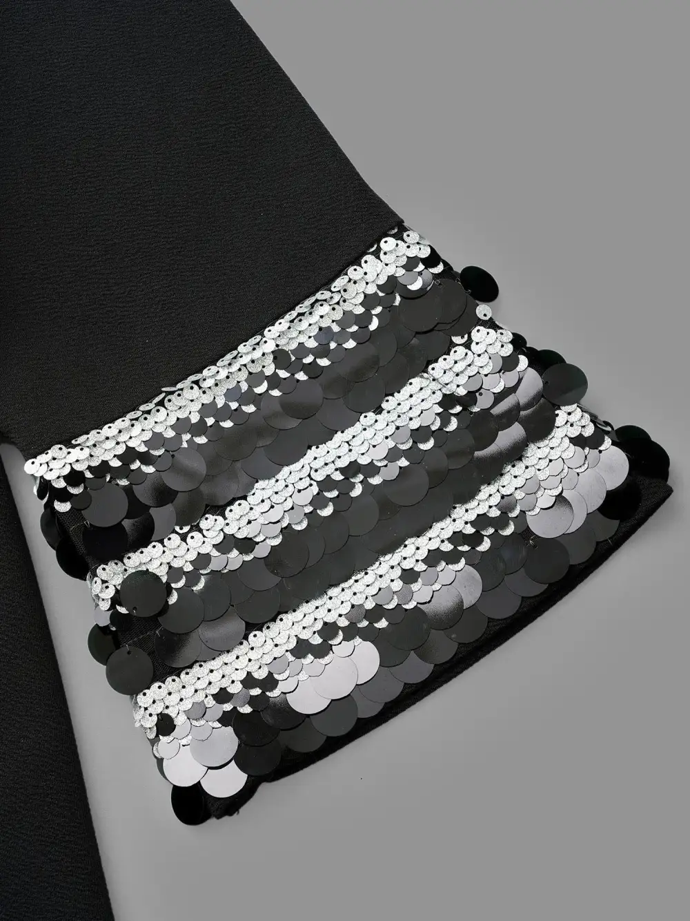 Sequin Patchwork Keyhole Bell Sleeve Blouse