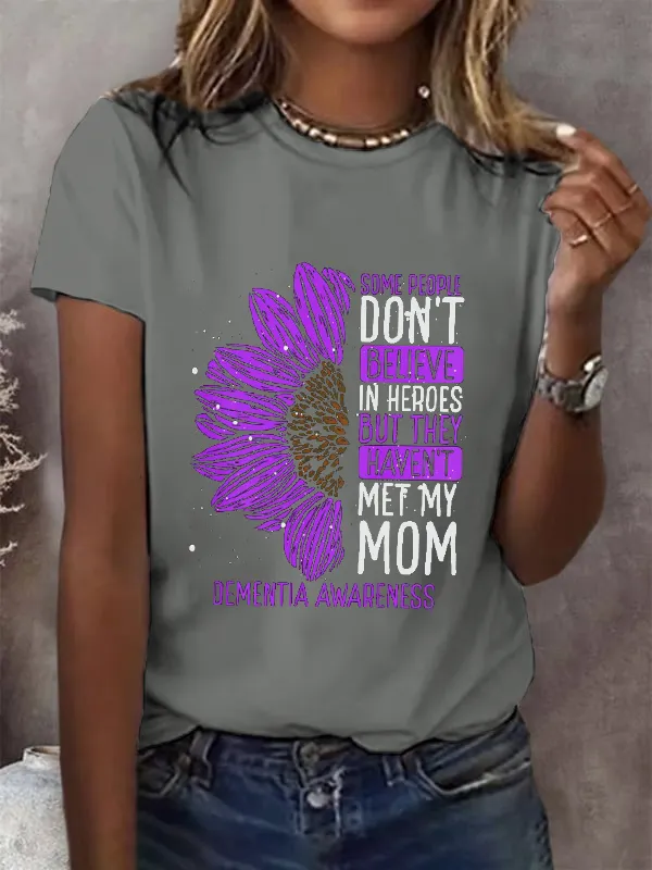 Dementia Awareness Ribbon Mom Warrior T-Shirt
