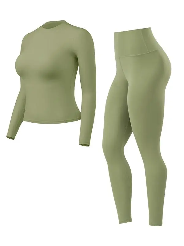 Women’s Workout Set – Long Sleeve Top & Leggings