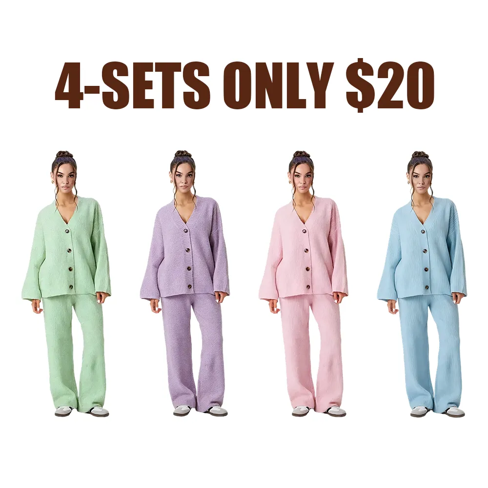 Women's Slouchy Solid Color Two Piece Outfits