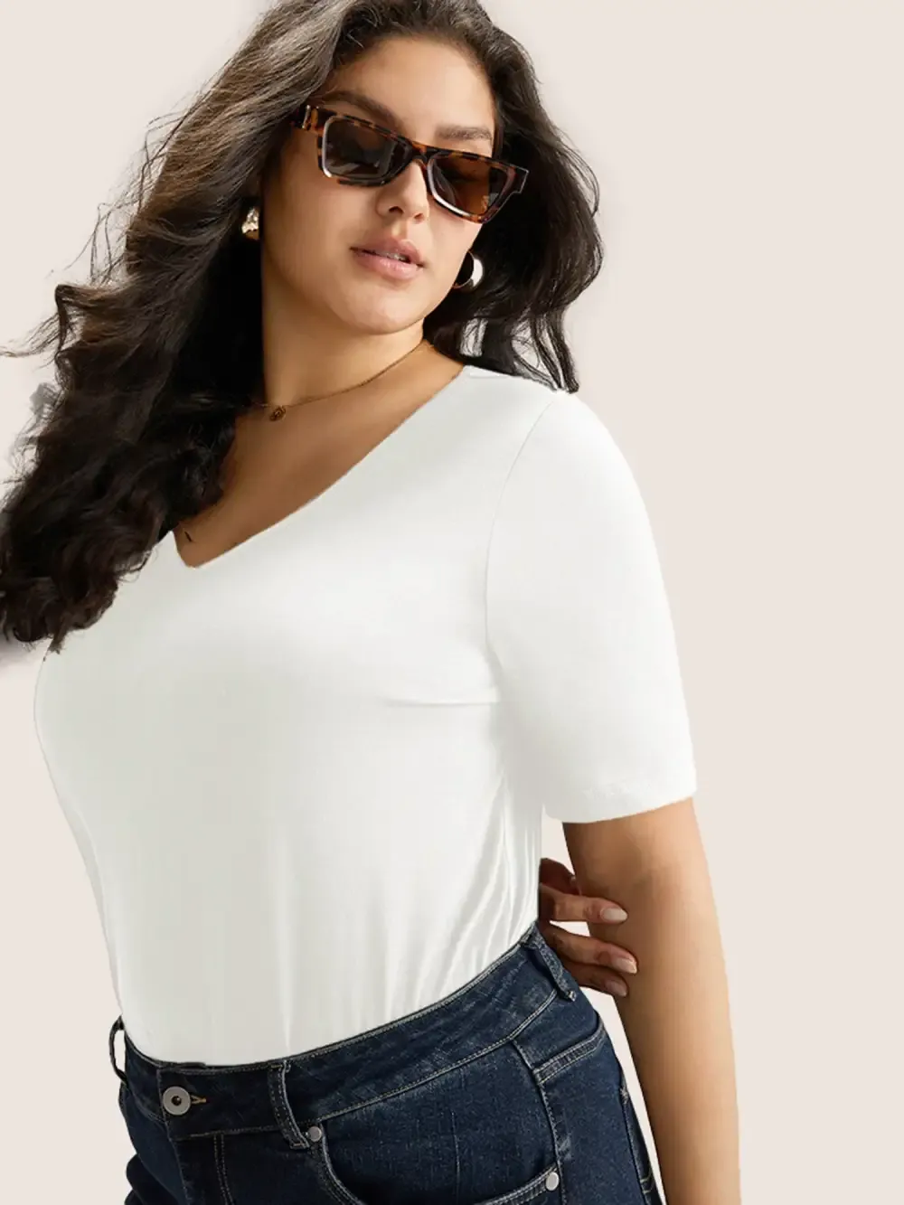 Cotton V Neck Plain Basic T-Shirt