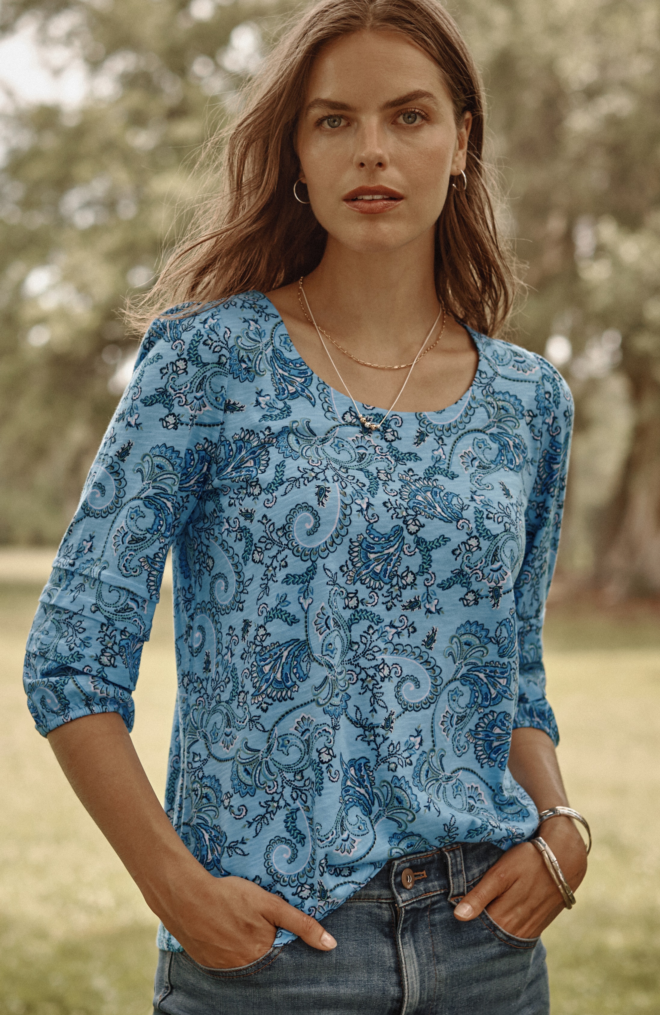 Pleated-Sleeve Tee