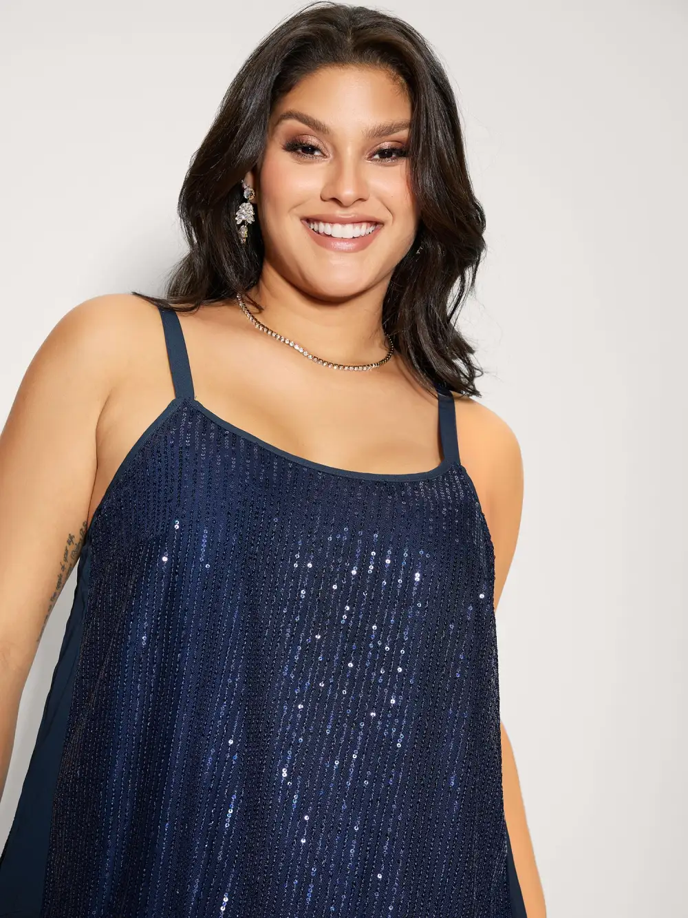 Shimmery Sequin Flowy Tank Top
