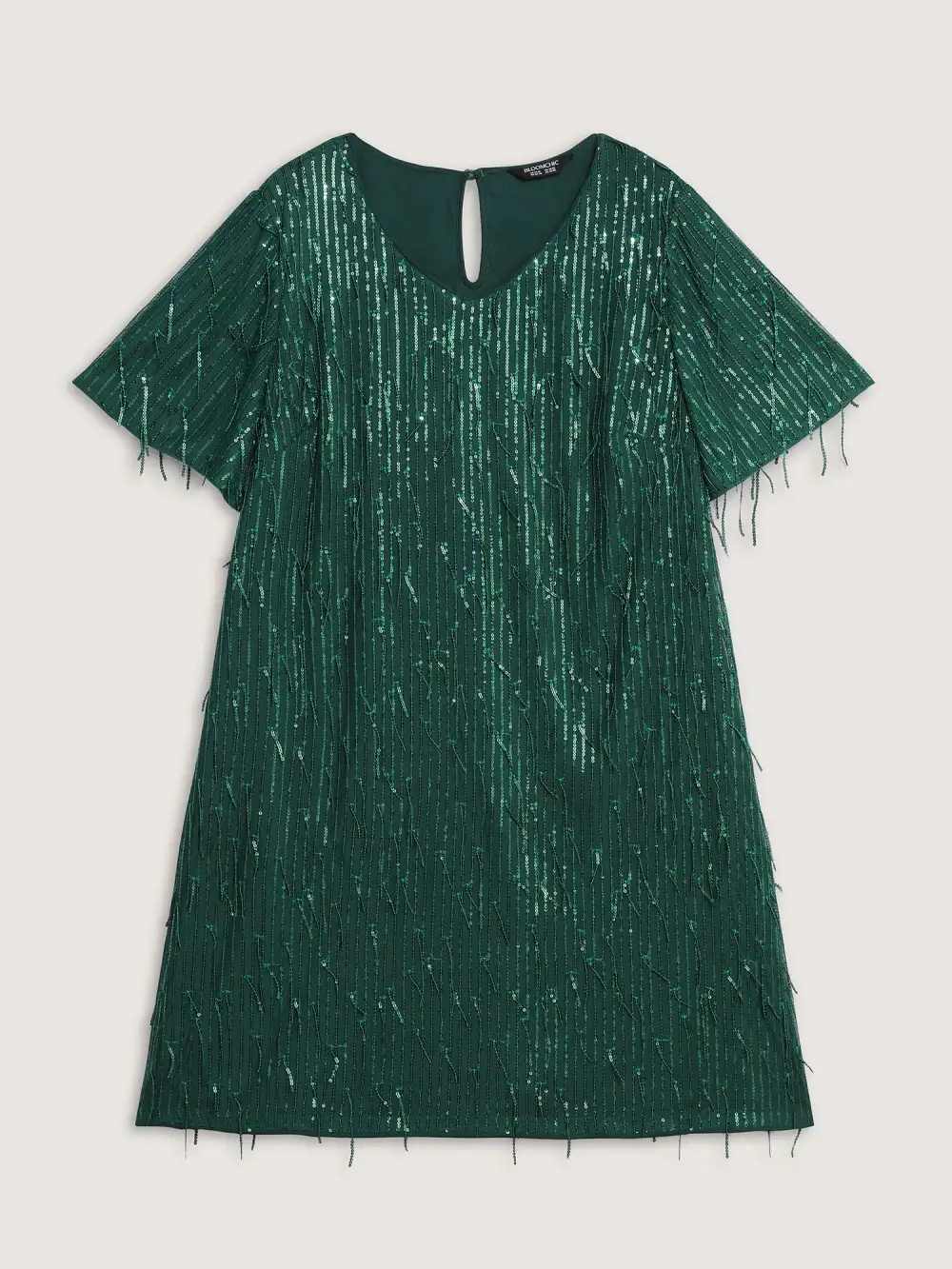 Fringe Sequin Flutter Sleeve Mini Dress
