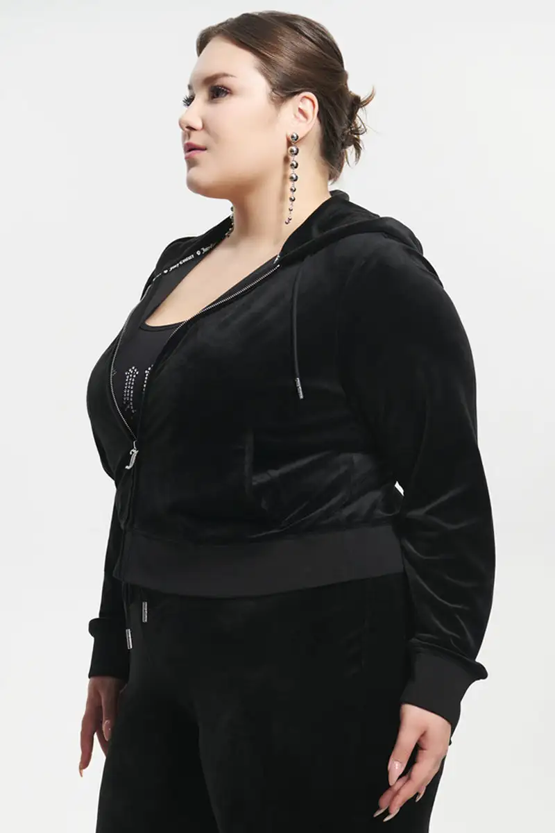Plus-Size Ombre Big Bling Velour Hoodie