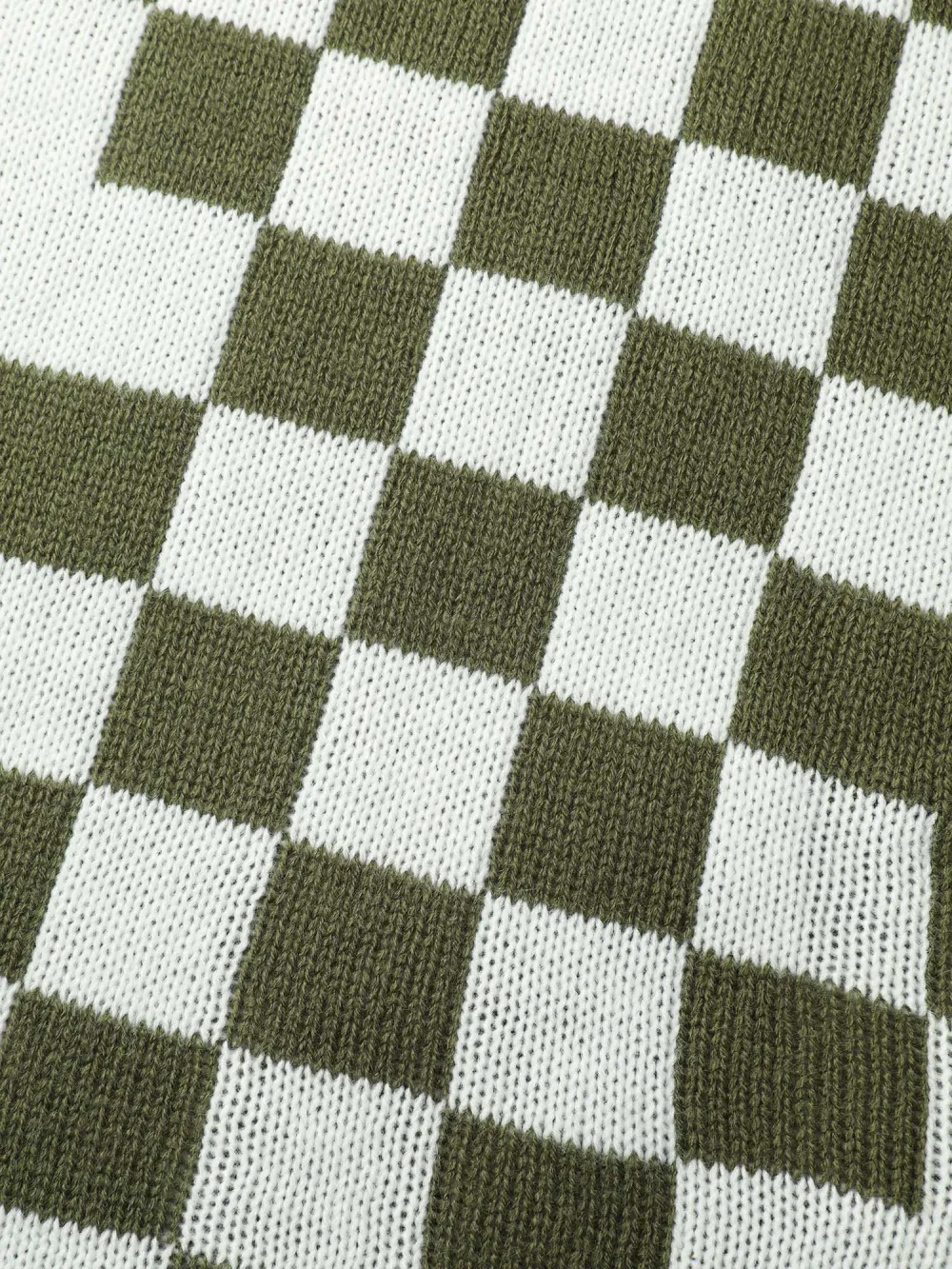 Colorblock Checkered Print Pullover