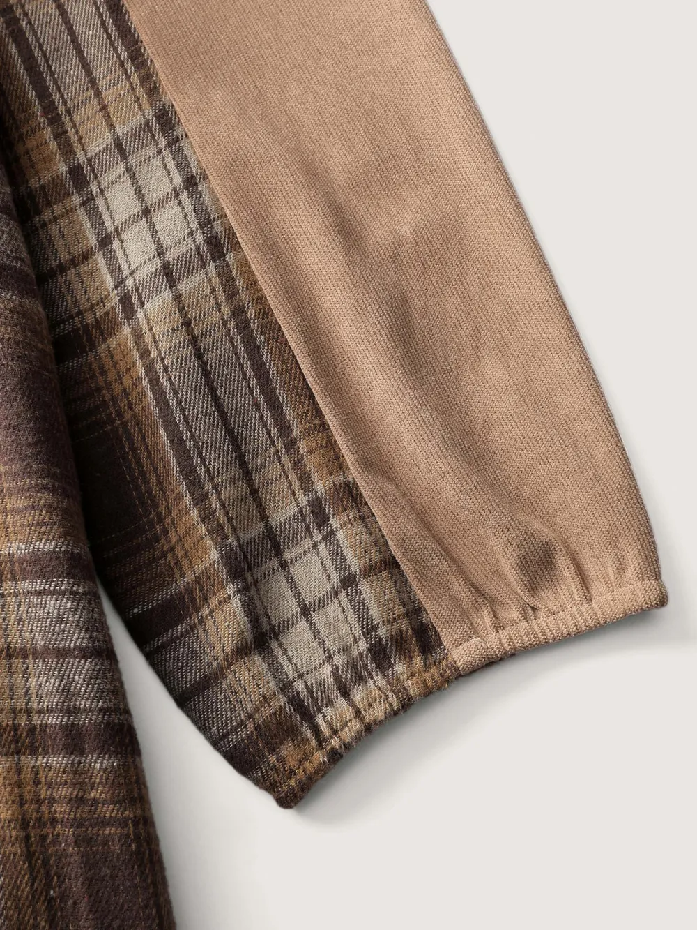 Corduroy Plaid Pattern Contrast Midi Dress