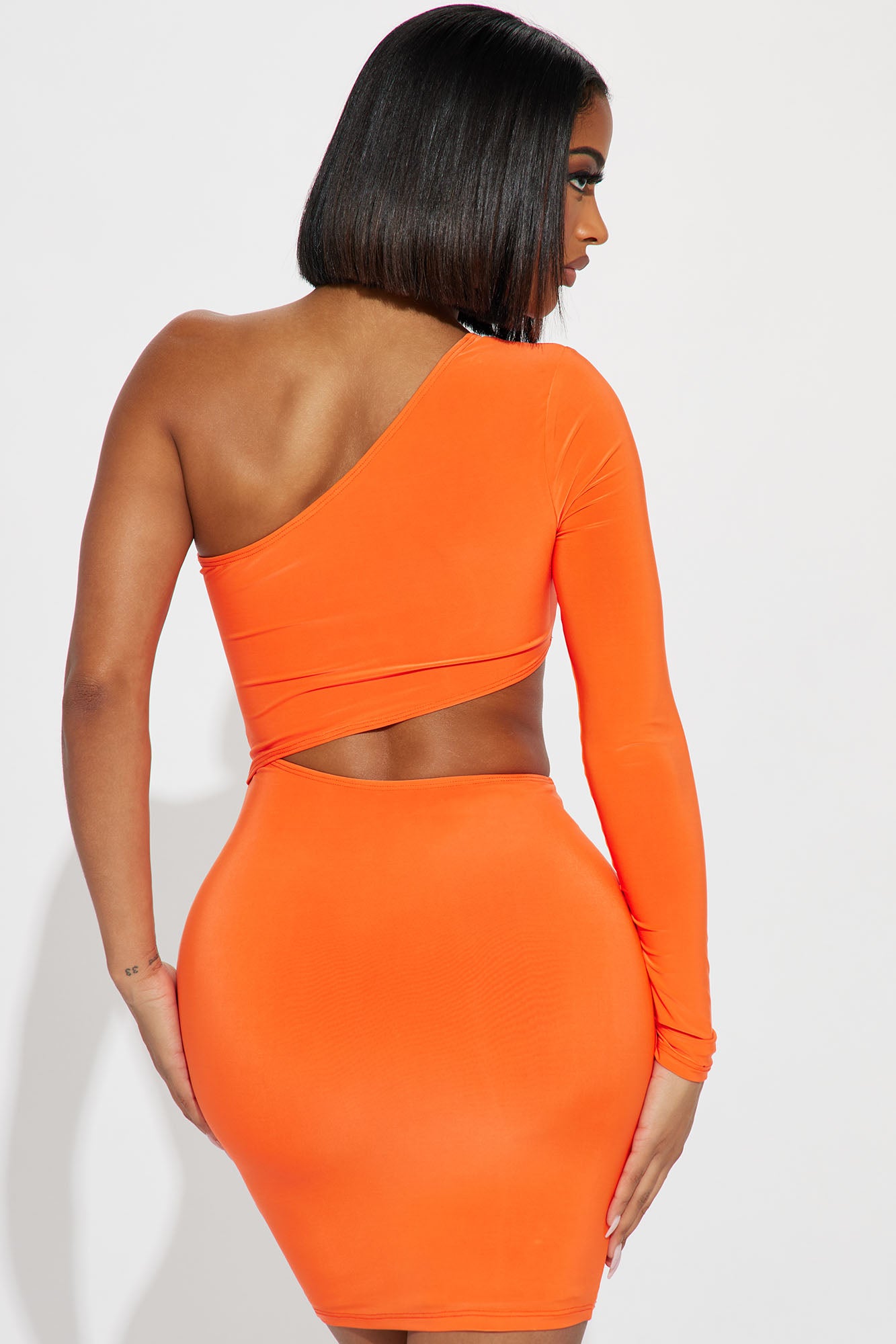 Cari Doubled Cut Out Mini Dress - Orange