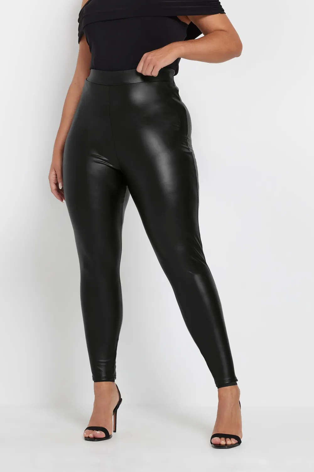 YOURS Curve Burgundy Red Coated Leggings
