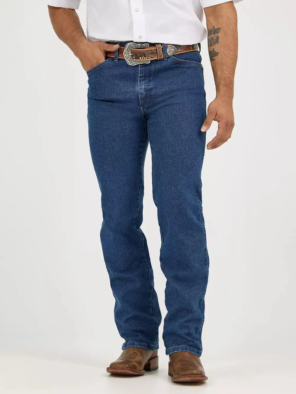 WRANGLER COWBOY CUT SLIM FIT ACTIVE FLEX JEANS IN BLEACH