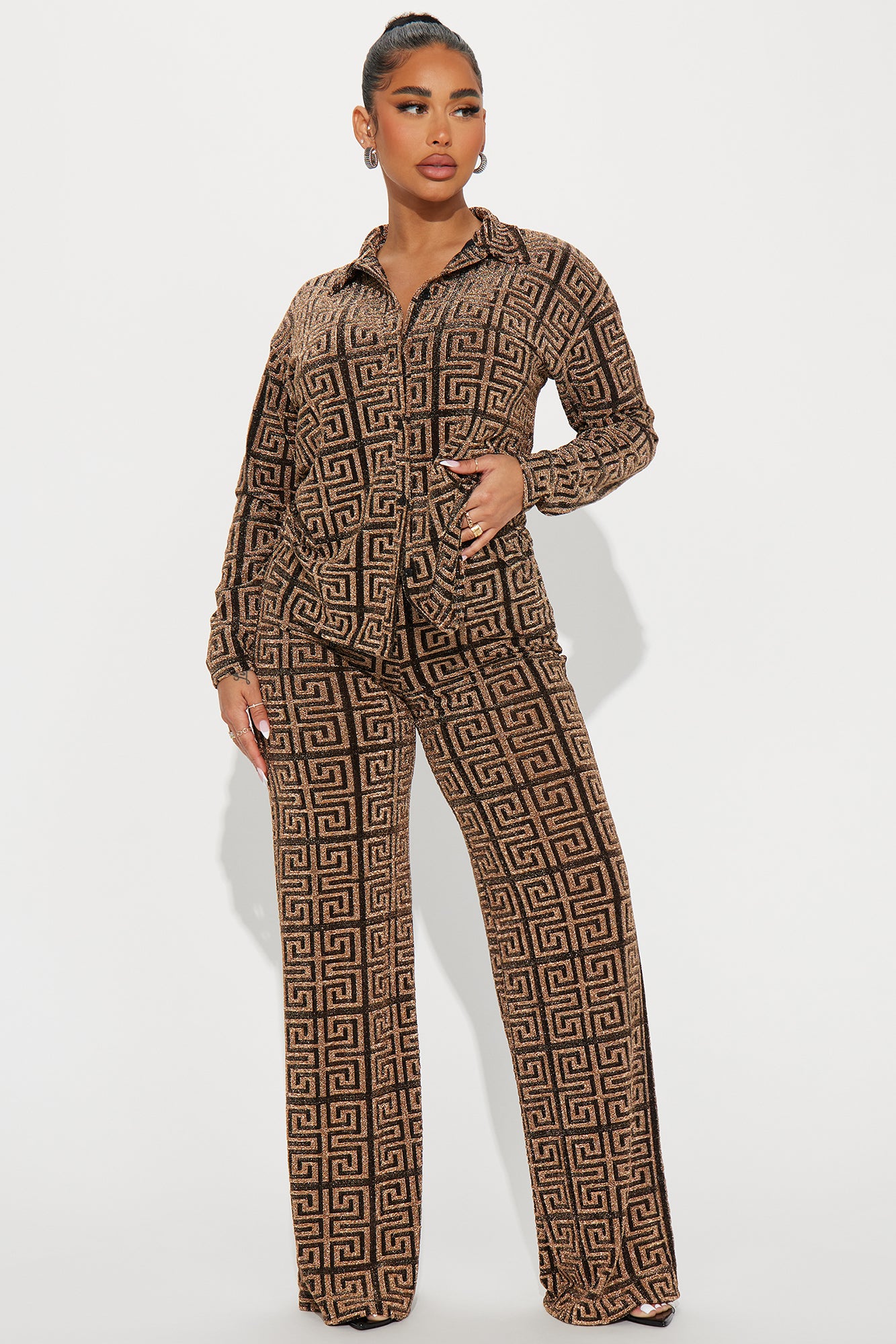 Gia Glitter Pant Set - Gold/combo