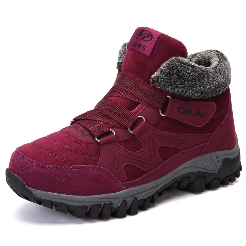 Large Size Women Hook Loop Outdoor Sneakers Ankle Warm Suede Boots