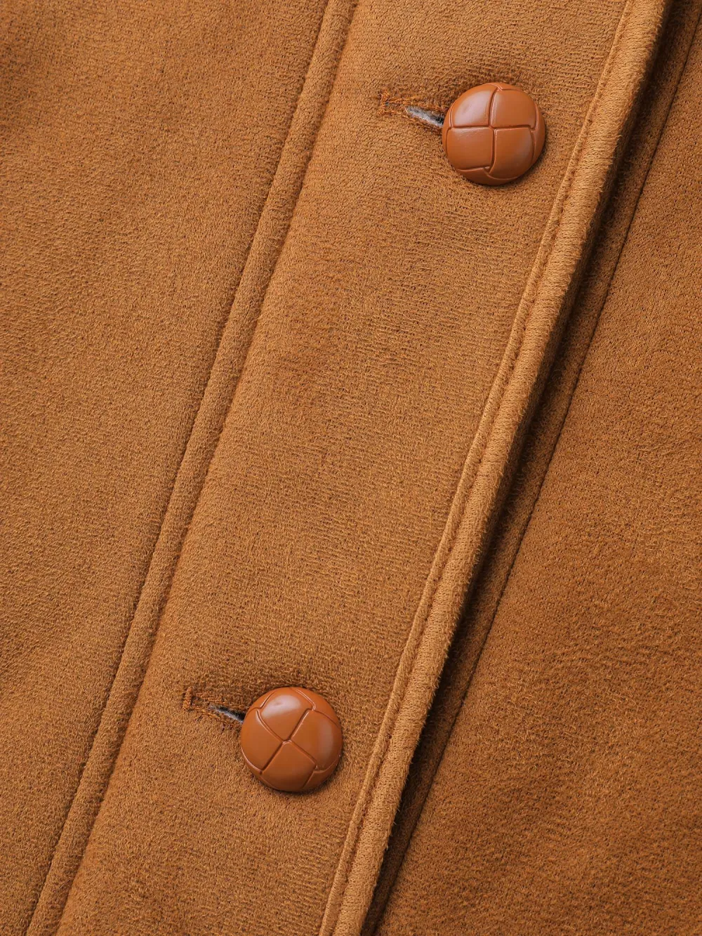 Fluffy Contrast Buttons Quilted Jacket