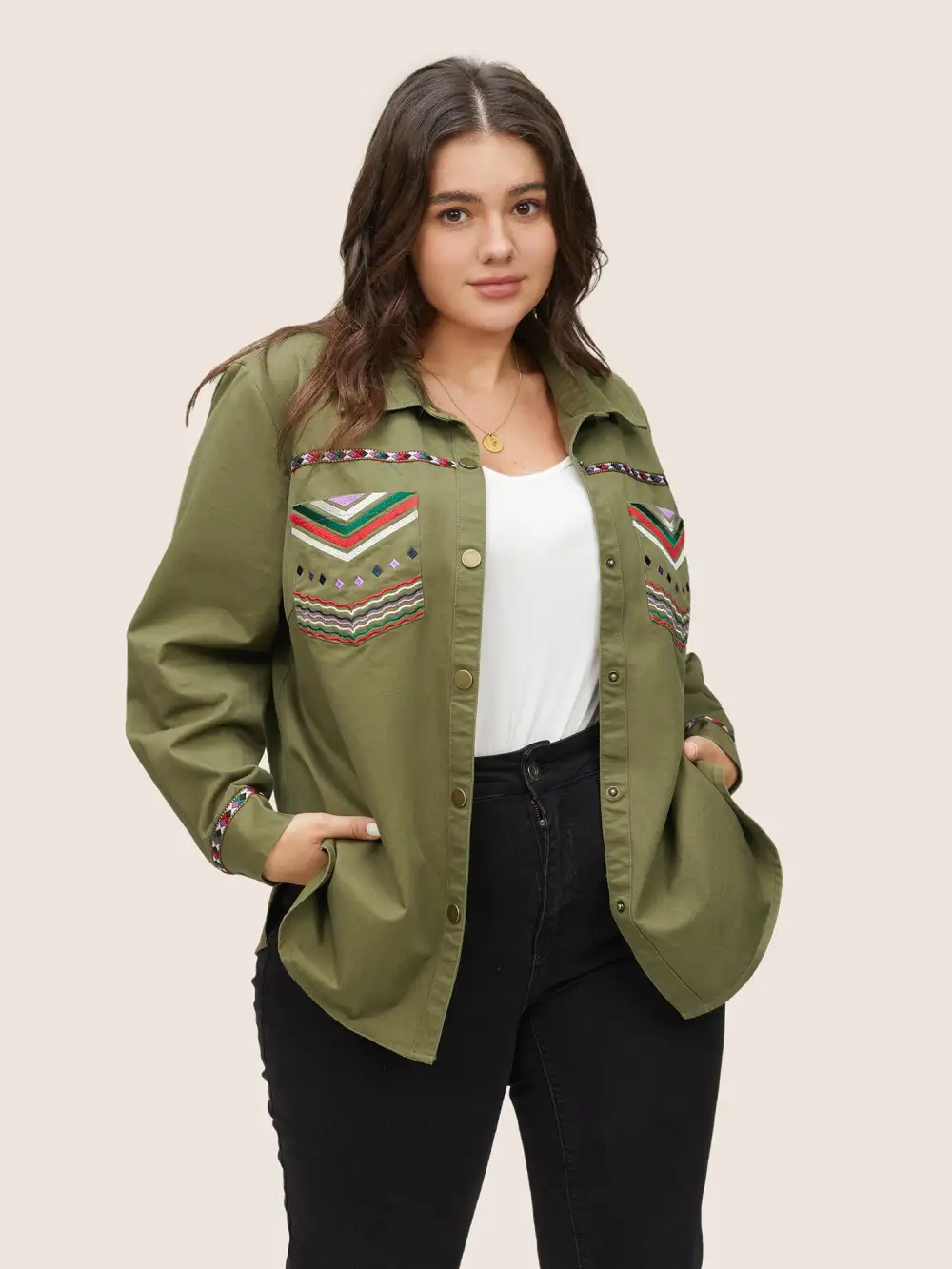 Bandana Embroidered Patched Pocket Jacket