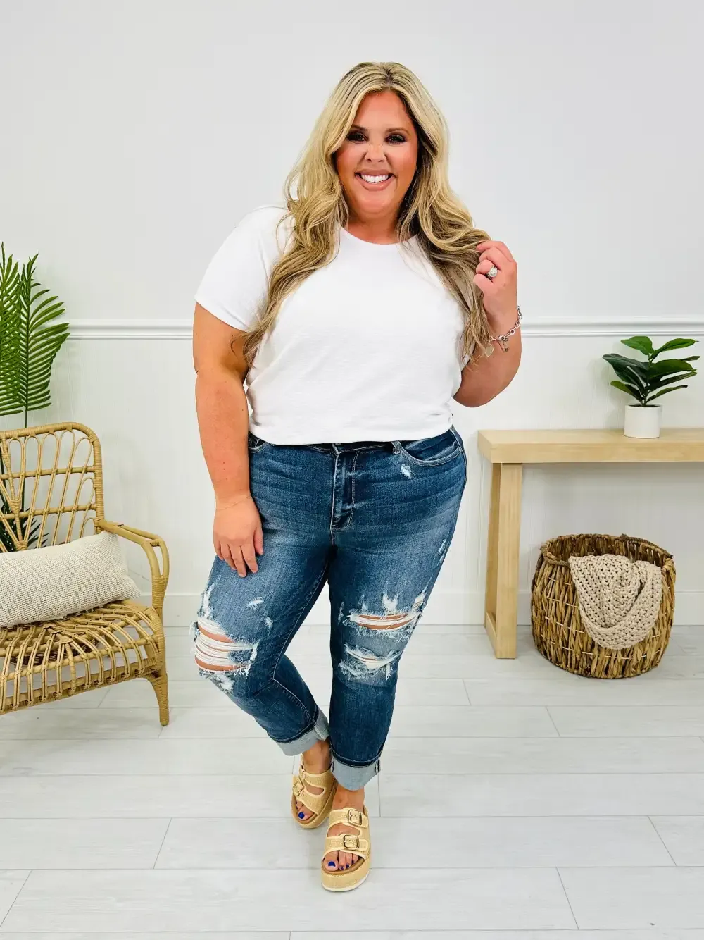 Judy Blue Plus/Reg Now Or Never Cropped Boyfriend Jeans