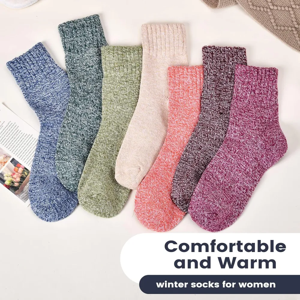 Clothirily Wool Socks- Thick Soft Wool Socks for Women, Vintage Warm Womens Wool Socks, Winter Warm Boot Socks for Women Men