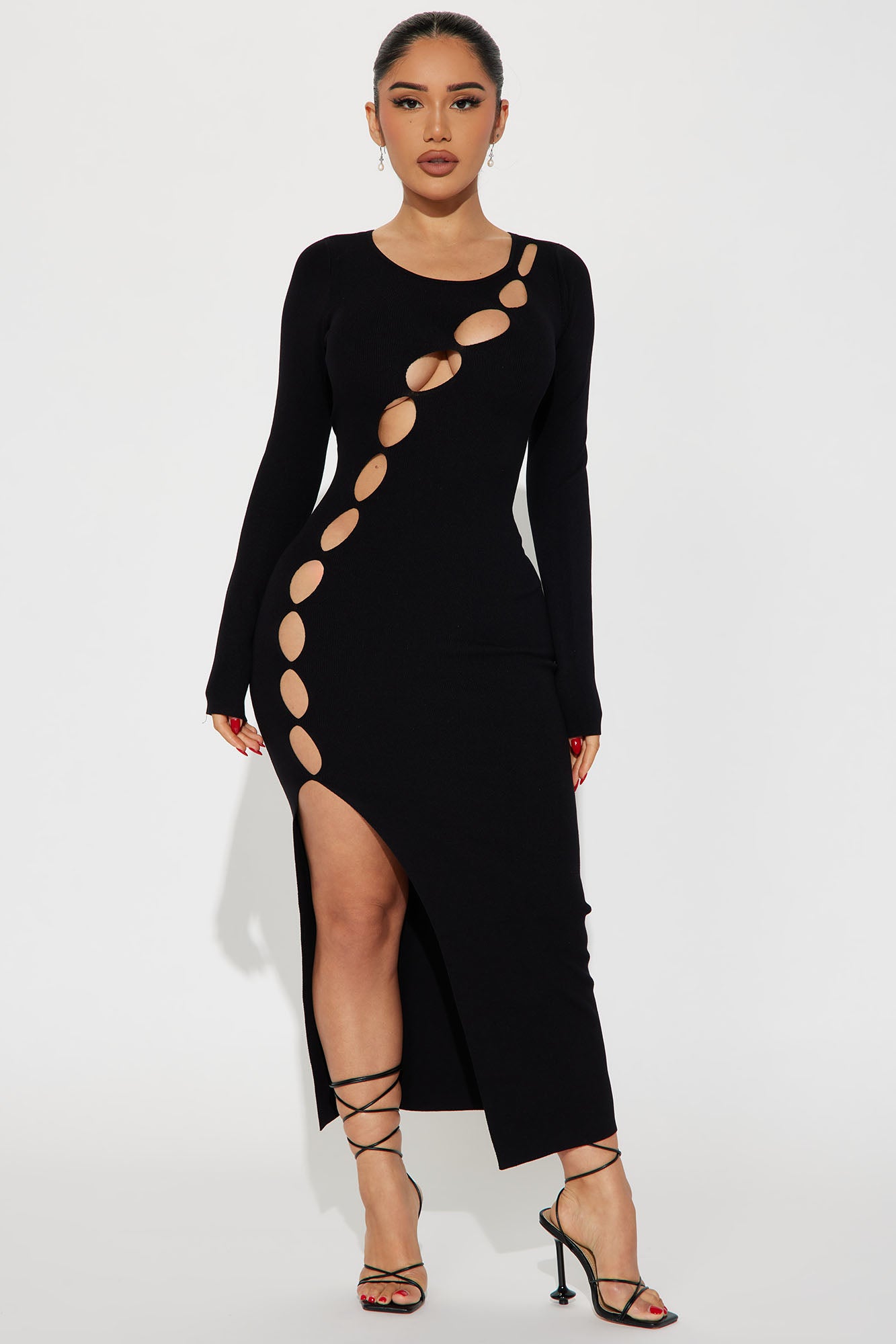 Eve Cutout Knit Midi Dress - Black